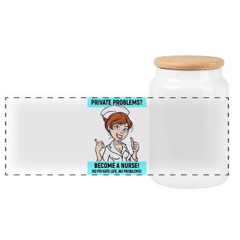 Nurse Funny Statement Nursing Profession - Panoramic Cookie Jar with Wooden Lid - white - Front