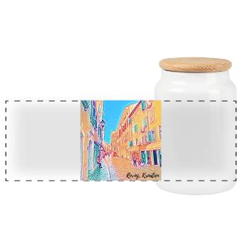 Holiday fever - Croatia - Panoramic Cookie Jar with Wooden Lid - white - Front