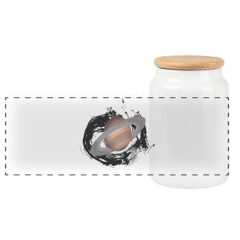 planet Saturn, Planeten, außerirdisch - Panorama Keksdose mit Holzdeckel - Weiß - Vorne