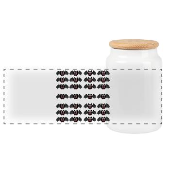 Bat rows of bats on Halloween night - Panoramic Cookie Jar with Wooden Lid - white - Front