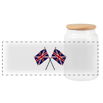 Union Jack Flagge Twin Racing Flaggen - Panorama Keksdose mit Holzdeckel - Weiß - Vorne