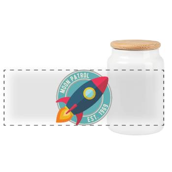 Rakete Moon Patrol Rocket - Panoramic Cookie Jar with Wooden Lid - white - Front