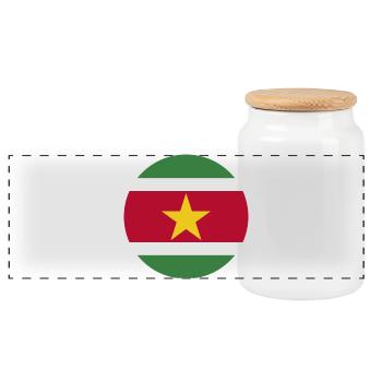 round sticker flag of Suriname Aufkleber gift idea - Panoramic Cookie Jar with Wooden Lid - white - Front