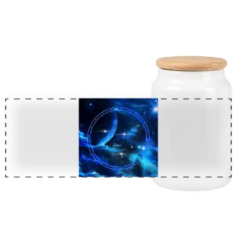 Constellation du zodiaque Balance - Boîte à biscuits avec couvercle en bois - blanc - Devant