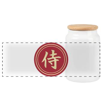 round sticker japanese kanji samurai Aufkleber - Panoramic Cookie Jar with Wooden Lid - white - Front