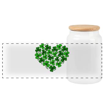 J'aime la patte de shamrocks coeur de la Saint-Patrick - Boîte à biscuits avec couvercle en bois - blanc - Devant