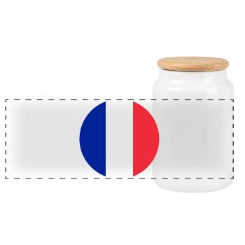 Autocollant rond drapeau de la France Aufkleber Frankreich - Boîte à biscuits avec couvercle en bois - blanc - Devant