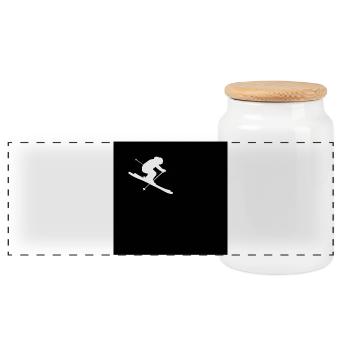ski - Boîte à biscuits avec couvercle en bois - blanc - Devant