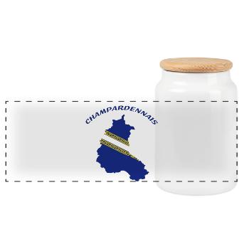 CHAMPARDENNAIS - Panoramic Cookie Jar with Wooden Lid - white - Front