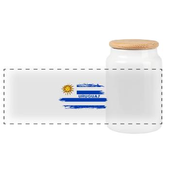 Uruguay flag design / gift idea - Panoramic Cookie Jar with Wooden Lid - white - Front