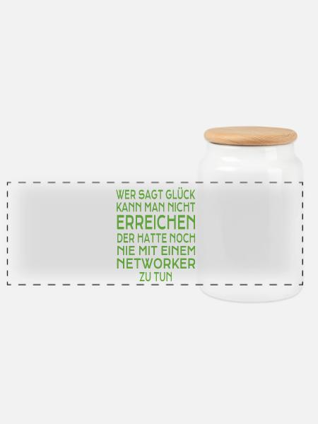 Network Marketing Geschenk - Panorama Keksdose mit Holzdeckel - Weiß