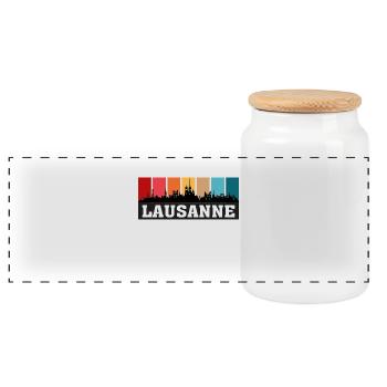 Lausanne Suisse Voyage Souvenir Sur Les Toits De La Ville - Boîte à biscuits avec couvercle en bois - blanc - Devant