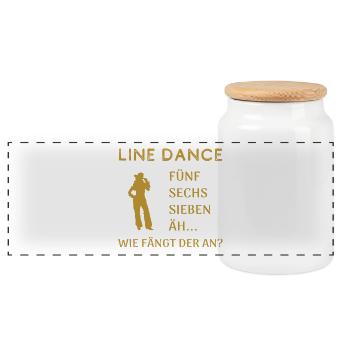 Line Dance Humor: Wie fängt der Tanz nochmal an? - Panorama Keksdose mit Holzdeckel - Weiß - Vorne