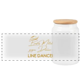 Mein bestes Mittel gegen Demenz: Line Dance - Panorama Keksdose mit Holzdeckel - Weiß - Vorne