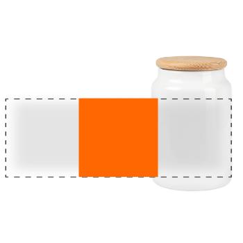 Motif de blocs de couleurs dans des tons orange chauds - Boîte à biscuits avec couvercle en bois - blanc - Devant