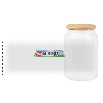 Austria Travel Souvenir Landmark Österreichische Flagge - Panorama Keksdose mit Holzdeckel - Weiß - Vorne