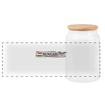Ungarn Landmark Travel Souvenir Ungarische Flagge - Panorama Keksdose mit Holzdeckel - Weiß - Vorne
