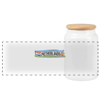 Niederländische Reise Souvenir Wahrzeichen niederländische Flagge - Panorama Keksdose mit Holzdeckel - Weiß - Vorne