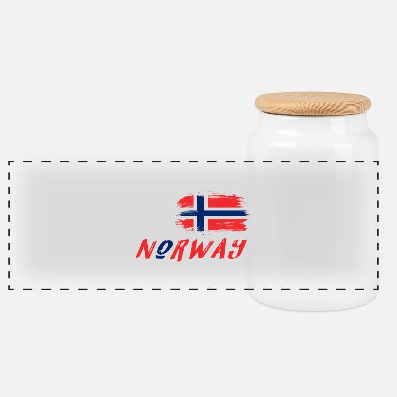 We are Norway design / gift idea - Panoramic Cookie Jar with Wooden Lid - white