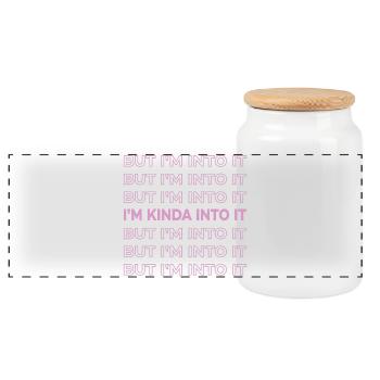 H Styles Kiwi Lyrics But I'm Into It (pink) - Panoramic Cookie Jar with Wooden Lid - white - Front