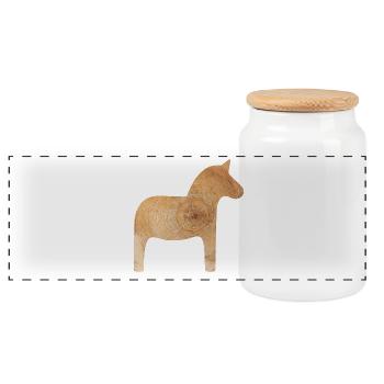 Dala Horse Wood Hiver Suède Décoration annuelle des anneaux - Boîte à biscuits avec couvercle en bois - blanc - Devant