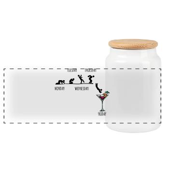 Faire la fête - Boîte à biscuits avec couvercle en bois - blanc - Devant