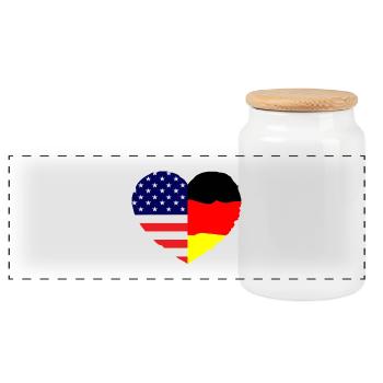 USA und Deutschland - Panorama Keksdose mit Holzdeckel - Weiß - Vorne