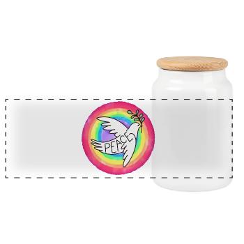 Peace Dove - Panoramic Cookie Jar with Wooden Lid - white - Front