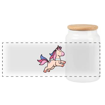 Mignon Kawaii Pastel Licorne Poney Magique - Boîte à biscuits avec couvercle en bois - blanc - Devant