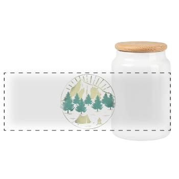 Mountains nature tents - Panoramic Cookie Jar with Wooden Lid - white - Front