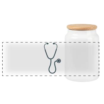 Icône médicale du stéthoscope minimaliste - Boîte à biscuits avec couvercle en bois - blanc - Devant