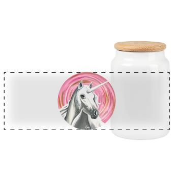 Licorne d'amour - Sonja Ariel von Staden - Boîte à biscuits avec couvercle en bois - blanc - Devant
