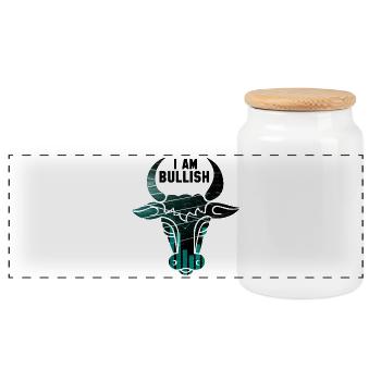 I'm bullish stock market shares gift - Panoramic Cookie Jar with Wooden Lid - white - Front