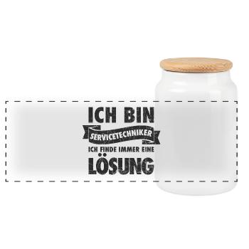 Ich bin Servicetechniker ich finde immer 1 Lösung! - Panorama Keksdose mit Holzdeckel - Weiß - Vorne