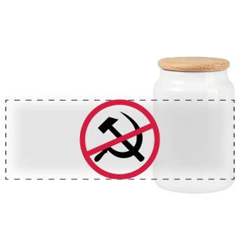 Forbidden communism sign - Panoramic Cookie Jar with Wooden Lid - white - Front