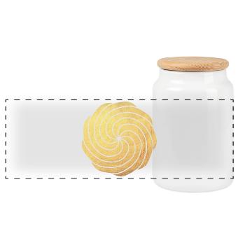 Gold luxury sun yoga energy meditation dynamic - Panoramic Cookie Jar with Wooden Lid - white - Front