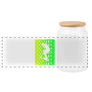 Scooter Sport Design / Idée cadeau - Boîte à biscuits avec couvercle en bois - blanc - Devant