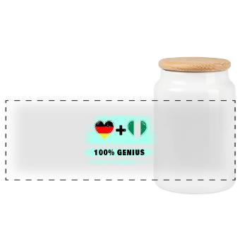 Germany and Nigeria 100% Ingenious / Gift - Panoramic Cookie Jar with Wooden Lid - white - Front