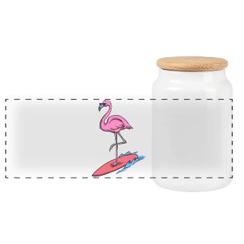 Cool Flamingo surf vacances été soleil vacances - Boîte à biscuits avec couvercle en bois - blanc - Devant