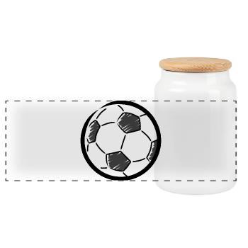 Soccer drawing - Panoramic Cookie Jar with Wooden Lid - white - Front