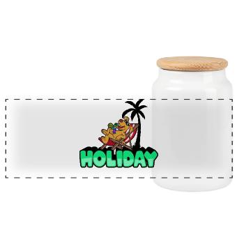 Vacances Cool Chillen Relax Palmes Vacances Plage - Boîte à biscuits avec couvercle en bois - blanc - Devant