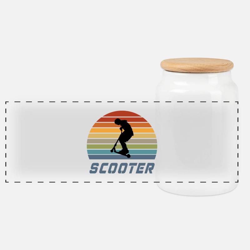 Scooter Vintage Design / Geschenkidee - Panorama Keksdose mit Holzdeckel - Weiß