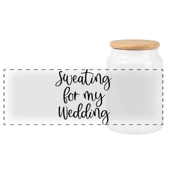 Sweating For My Wedding - Panoramic Cookie Jar with Wooden Lid - white - Front