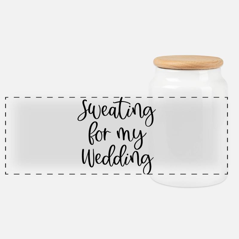 Sweating For My Wedding - Panoramic Cookie Jar with Wooden Lid - white