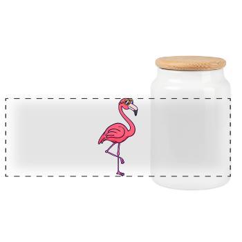 Flamingo Urlaub Ferien Sommer Chillen Entspannen - Panorama Keksdose mit Holzdeckel - Weiß - Vorne