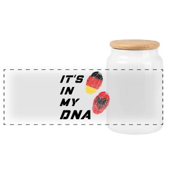 In my DNA Germany and Albania / present - Panoramic Cookie Jar with Wooden Lid - white - Front