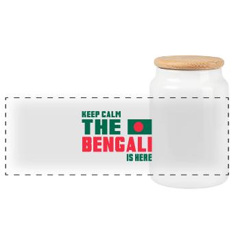 Keep Calm Bangladesh Design / Gift Idea - Panoramic Cookie Jar with Wooden Lid - white - Front