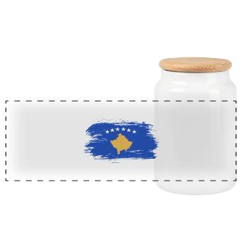 Kosovo flag design / gift idea - Panoramic Cookie Jar with Wooden Lid - white - Front