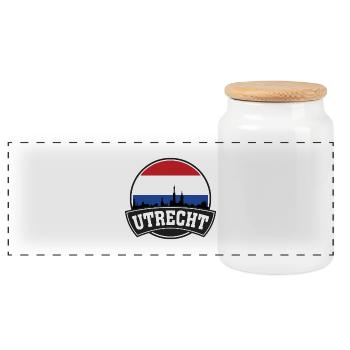 Utrecht Pays-Bas Skyline Voyage Souvenir néerlandais - Boîte à biscuits avec couvercle en bois - blanc - Devant