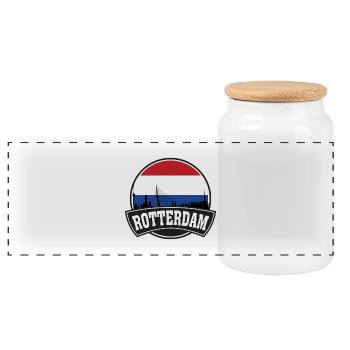Rotterdam Pays-Bas Skyline Voyage Souvenir Dutc - Boîte à biscuits avec couvercle en bois - blanc - Devant